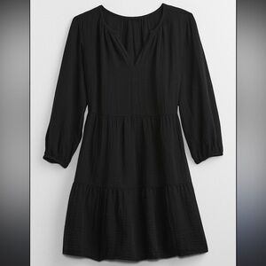 Crinkle Gauze Split Neck Dress